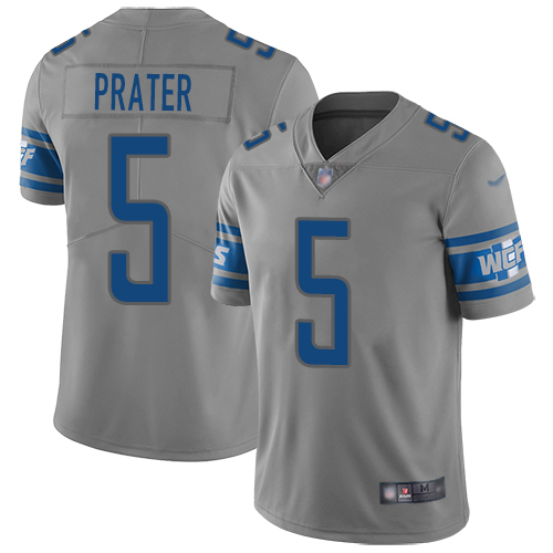 Detroit Lions Limited Gray Men Matt Prater Jersey NFL Football #5 Inverted Legend